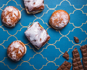 Traditional polish deep fried paczkis served on Fat Thursday
