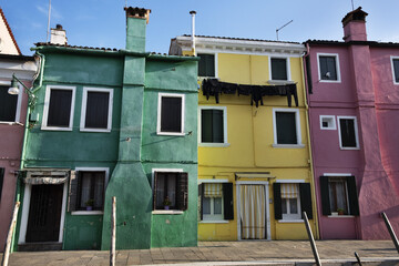 Beautiful and colorful houses in Burano, Venice, Italy