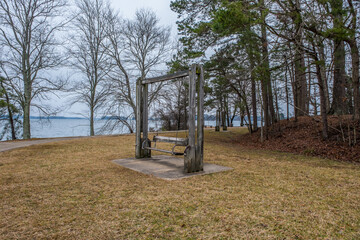 Bench swing at the lake