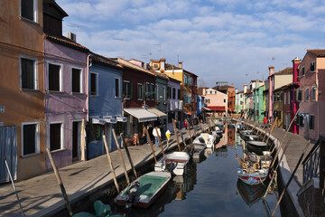 Fototapeta na wymiar Beautiful and colorful houses in Burano, Venice, Italy
