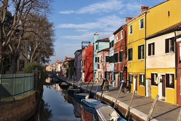 Beautiful and colorful houses in Burano, Venice, Italy