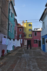 Fototapeta na wymiar Beautiful and colorful houses in Burano, Venice, Italy