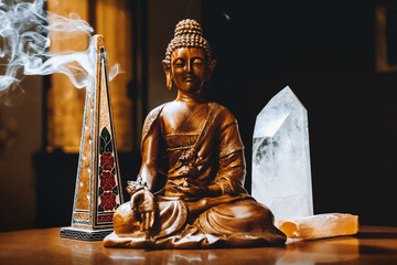 meditation moment with buddha and zen moment incense