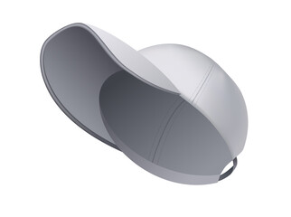 Baseball cap. Realistic baseball cap template front view. Empty mockup sport hat. Gray blank cap isolated on white background. Blank template of baseball uniform cap