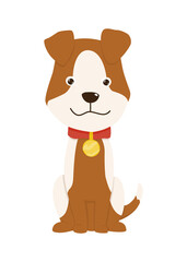 Pet shop icon. Cute little dog. Pet accessory. Vector illustration in flat style clip art. Petshop supermarket