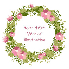 Vector flowers set. Beautiful wreath.  Design for invitation, wedding or greeting cards