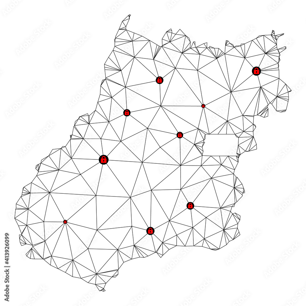 Aufkleber polygonal mesh lockdown map of goias state. abstract mesh lines and locks form map of goias state. v