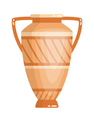 Greek vase in ancient style as template for Interior. Greece culture ceramic urn in traditional color and form. Vector greek antiquity amphora