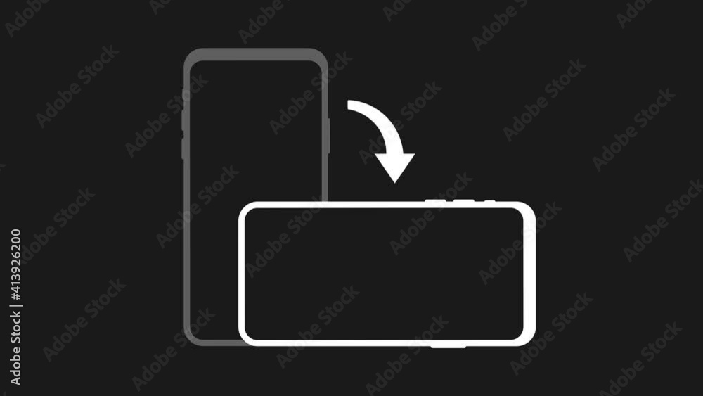 Poster rotate smartphone isolated icon. device rotation symbol. turn your device. motion graphics.