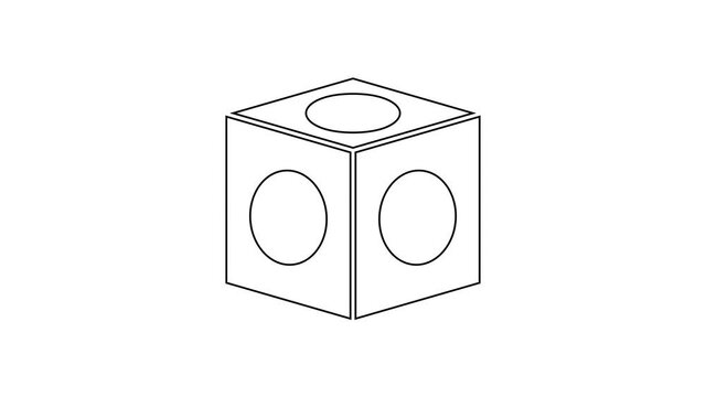 Black line Billiard chalk icon isolated on white background. Chalk block for billiard cue. 4K Video motion graphic animation.