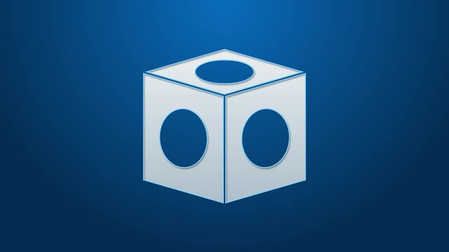 White line Billiard chalk icon isolated on blue background. Chalk block for billiard cue. 4K Video motion graphic animation.