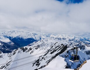 Vue from the Pic du Midi de Bigorre (Pic du Midi) mountain in French Pyrenees, France