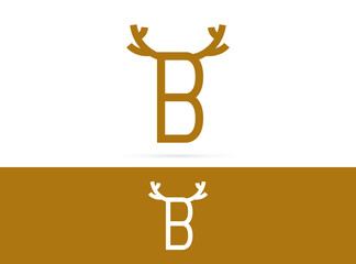 Letter B deer logo design. Vector combination of animals and letter