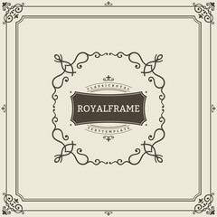 Frame Template. Vintage Ornament Greeting Card. Flourishes Ornament Retro Royal Luxury Invitation, Certificate with place for your Text. Ornamental Frame
