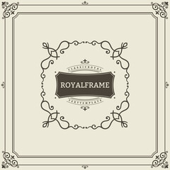 Frame Template. Vintage Ornament Greeting Card. Flourishes Ornament Retro Royal Luxury Invitation, Certificate with place for your Text. Ornamental Frame