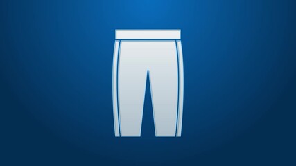 White line Golf pants icon isolated on blue background. Sport equipment. Sports uniform. 4K Video motion graphic animation.