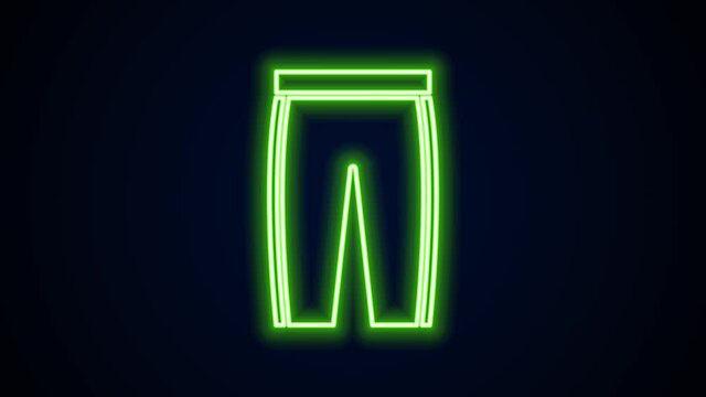 Glowing neon line Golf pants icon isolated on black background. Sport equipment. Sports uniform. 4K Video motion graphic animation.