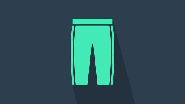 Turquoise Golf pants icon isolated on blue background. Sport equipment. Sports uniform. 4K Video motion graphic animation.