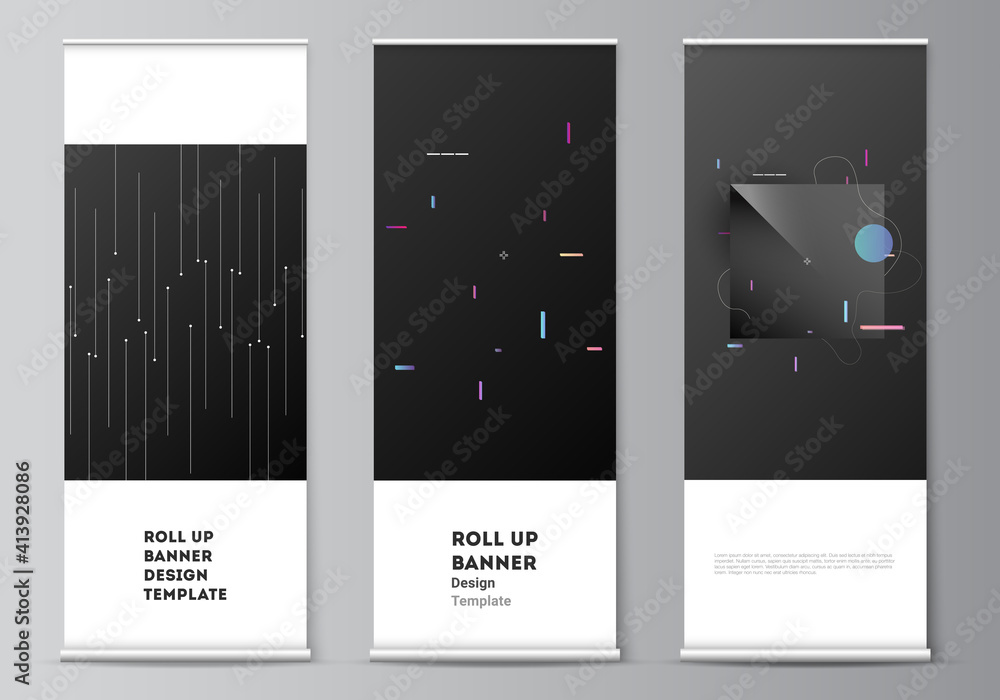 Wall mural vector layout of roll up mockup design templates for vertical flyers, flags design templates, banner