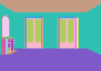 Ambiente storico, maschere, colori, rendering 3d