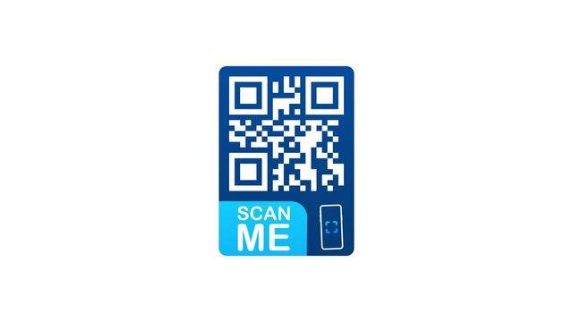 QR code for smartphone. Inscription scan me with smartphone icon. Qr code for payment. Motion graphics.