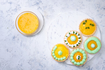 Traditional french lemon tart, top viewTraditional french lemon tart, top view