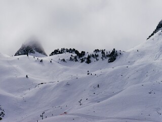 Vue from La Mongie ski resort, mountain in French Pyrenees, France
