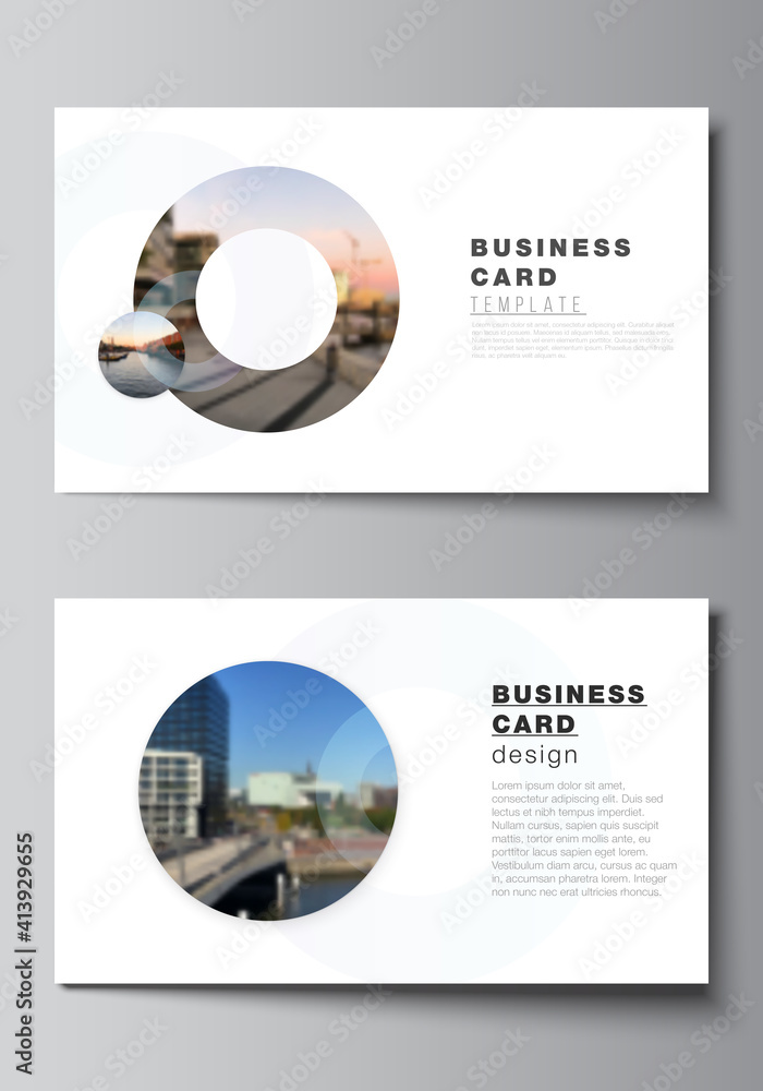 Poster vector layout of two creative business cards design templates, horizontal template vector design. ba