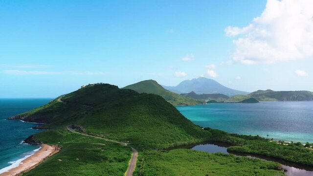 Exotic paradise of Timothy hill on the island of St. Kitts and Nevis.