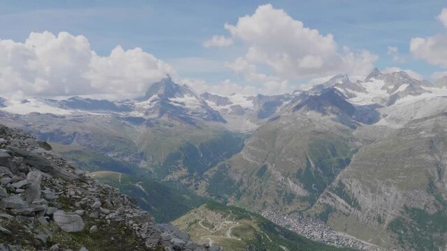 mountain panorama above Zermatt in Switzerland
