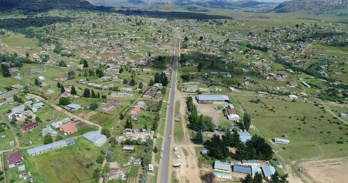 Aerial shot leaving Butha Buthe town
