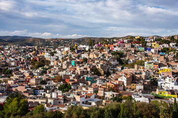 Fototapeta premium Stunning view over Guanajuato City and baseball stadium, Guanajuato State, Mexico