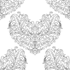 Seamless pattern, background In baroque, rococo, victorian, renaissance style. Trendy frolar vintage pattern. Colored vector illustration
