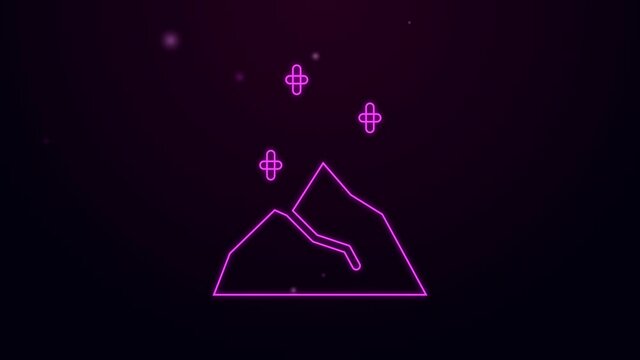 Glowing neon line Magic powder icon isolated on black background. 4K Video motion graphic animation.