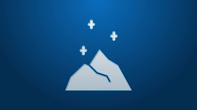 White line Magic powder icon isolated on blue background. 4K Video motion graphic animation.