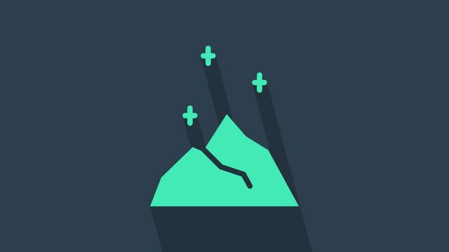 Turquoise Magic powder icon isolated on blue background. 4K Video motion graphic animation.