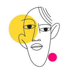 Abstract modern style line art woman portrait design.