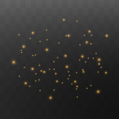 Yellow sparks glitter special light effect. Vector sparkles on dark background. Christmas abstract pattern. Sparkling magic dust particles