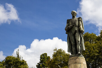 Monument to General Francisco de Paula Santander. The famous historic Bridge of Boyaca in Colombia. The Colombian independence Battle of Boyaca took place here on August 7, 1819.