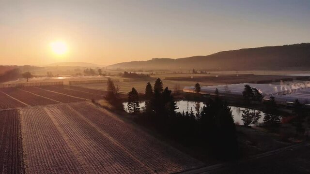 Small Pond With Beautiful Sunrise And Farming Land #2