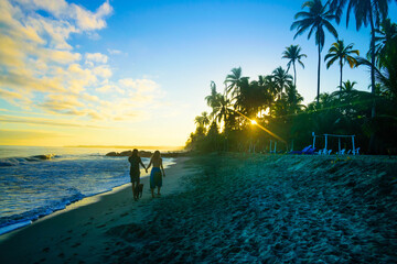 romantic sunset on the beach