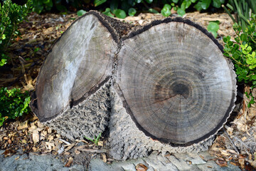 Double cut tree trunks