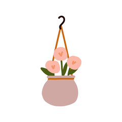 Hanging Indoor House Plant Flowers illustration.
