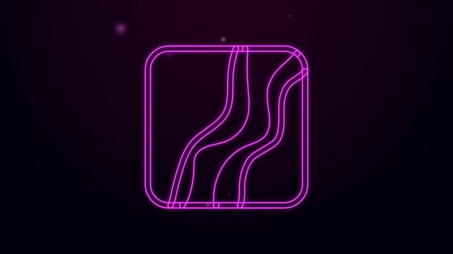 Glowing neon line Snake paw footprint icon isolated on black background. 4K Video motion graphic animation.