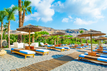 Beautiful rocky beach  on the shore of Mediterranean Sea