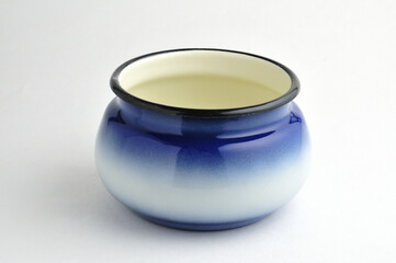 Blue sugar bowl on white background