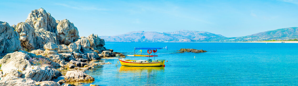 Haraki Bay on the Rhodes island, Greece