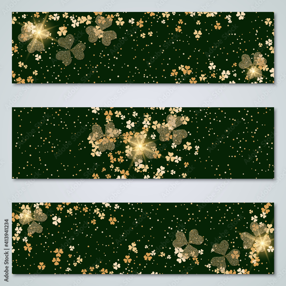 Poster st.patrick's day horizontal web banners vector collection
