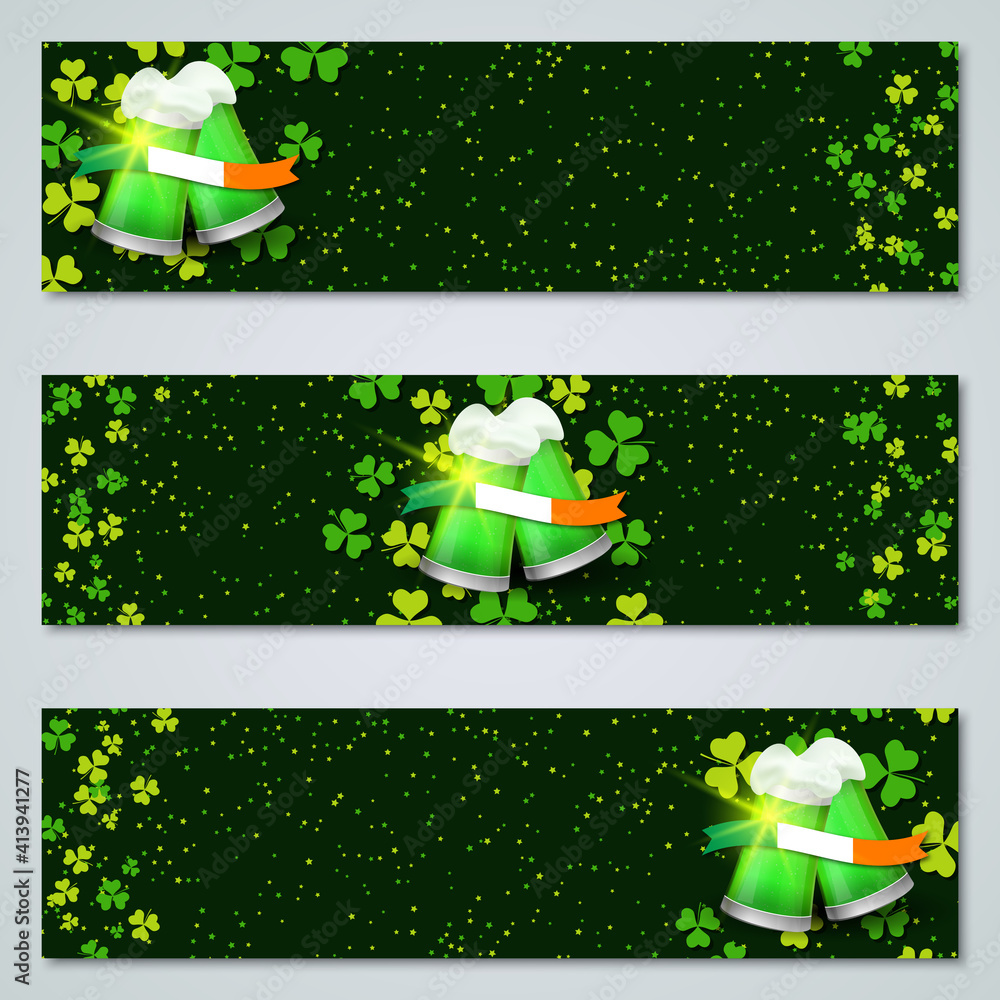 Poster st.patrick's day horizontal web banners vector collection
