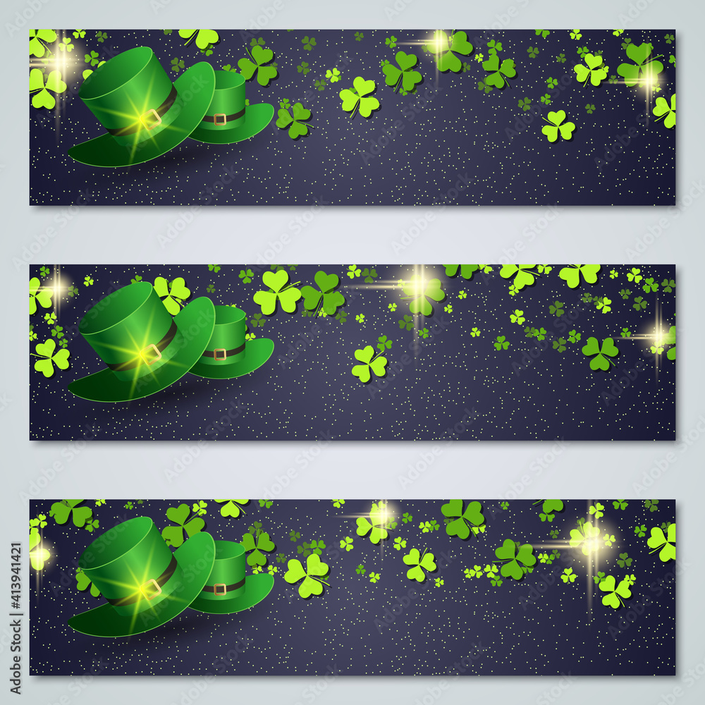 Poster st.patrick's day horizontal web banners vector collection